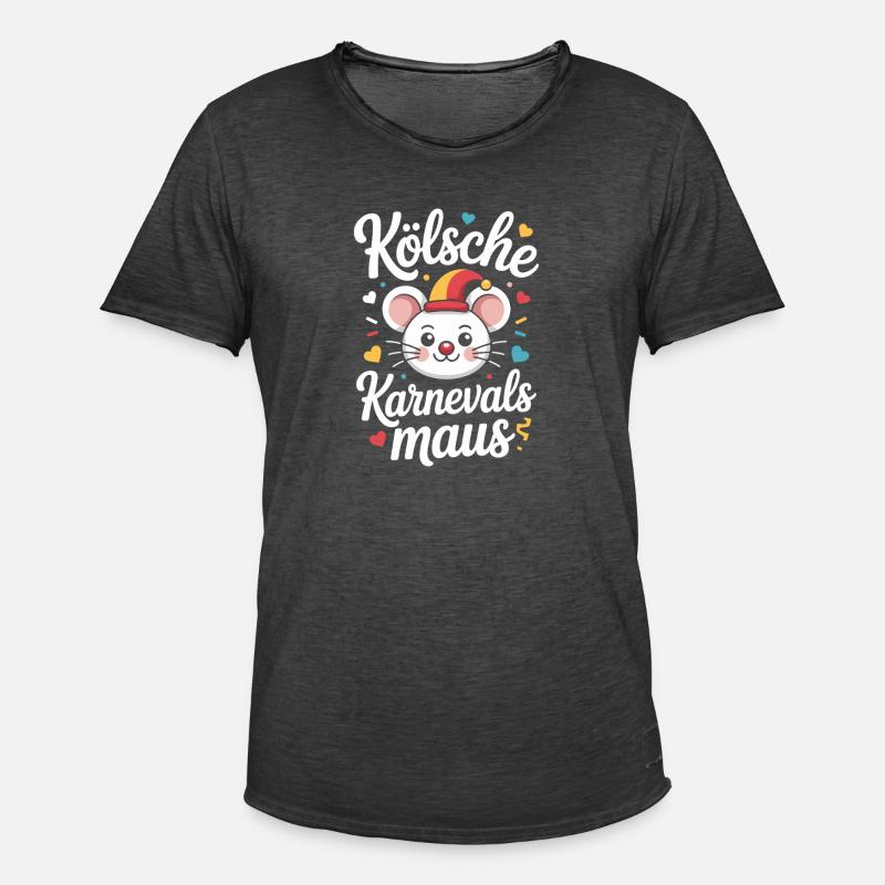 Kölsche Karnevalsmaus Karneval Köln Kölner Maus - Männer Vintage T-Shirt - Vintage Schwarz