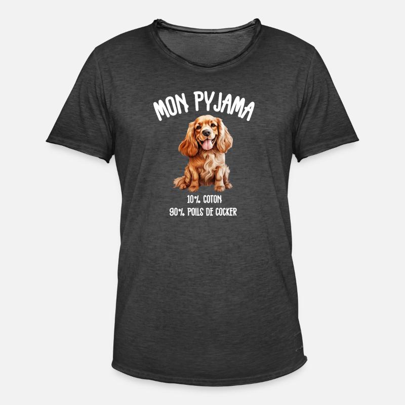 Cocker Spaniel Hundehaar-Pyjamas - Männer Vintage T-Shirt - Vintage Schwarz