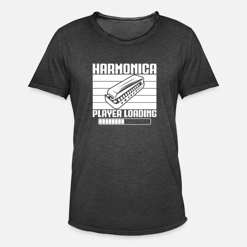 Harmonica Musican Player Loading Harmonica - Men's Vintage T-Shirt - washed black