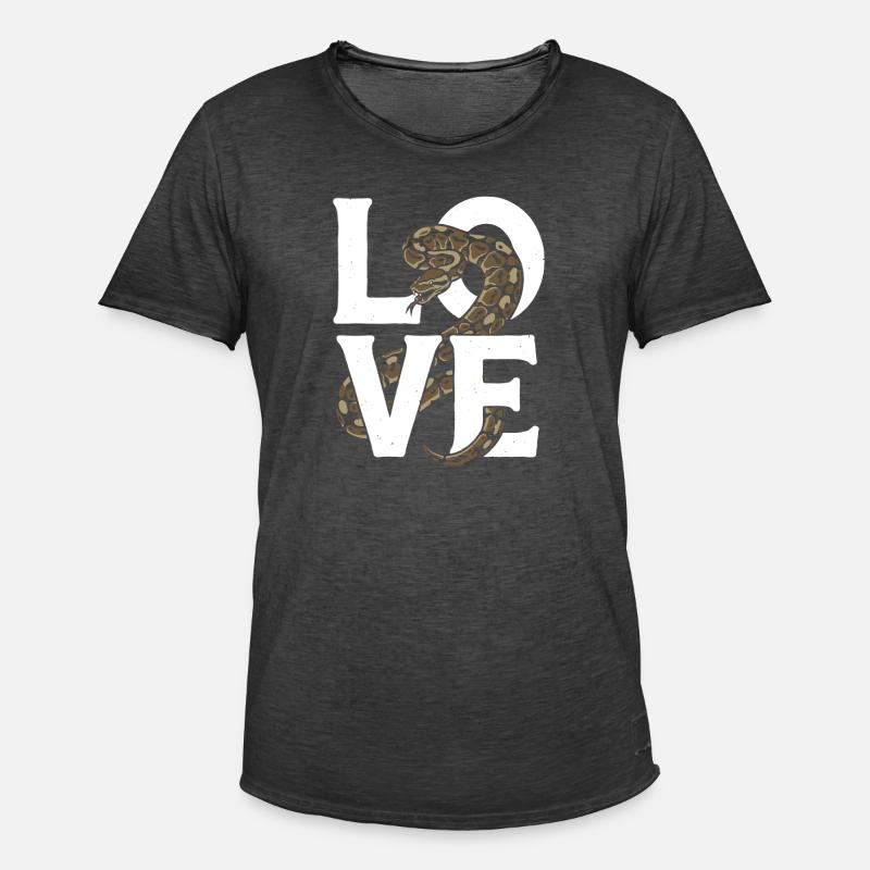 Königspython Schlangen LOVE Terrarium Python - Männer Vintage T-Shirt - Vintage Schwarz