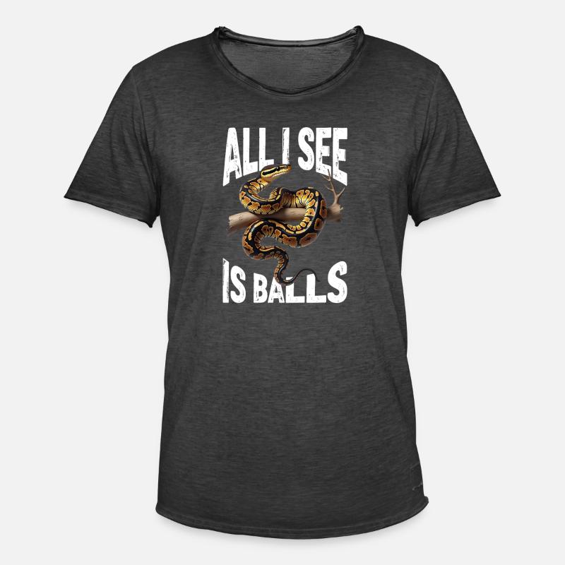 Königspython Schlangen Liebhaber Terrarium Python - Männer Vintage T-Shirt - Vintage Schwarz