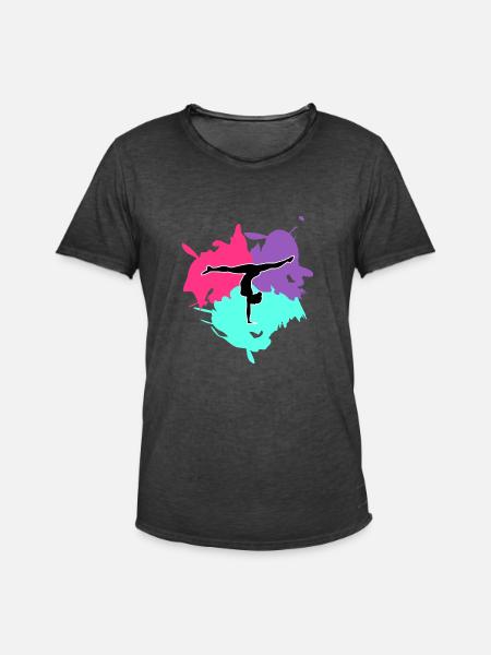 Turnen, Turnerin und Farb Splash - Männer Vintage T-Shirt - Vintage Schwarz