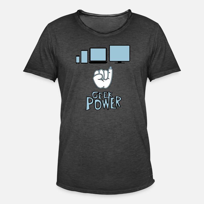 Geek - Men's Vintage T-Shirt - washed black