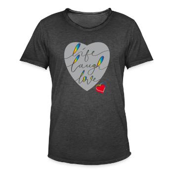 La vie, le rire, l’amour, Herz - T-shirt vintage Homme - noir vintage - Devant - Jose (178cm)