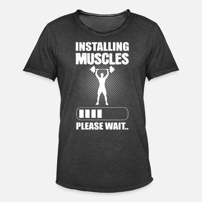 Installing Muscles Please Wait Bodybuilder - Männer Vintage T-Shirt - Vintage Schwarz