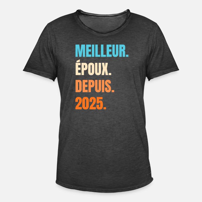 Bester Ehemann seit 2025 Geschenk-Ehemann - Männer Vintage T-Shirt - Vintage Schwarz