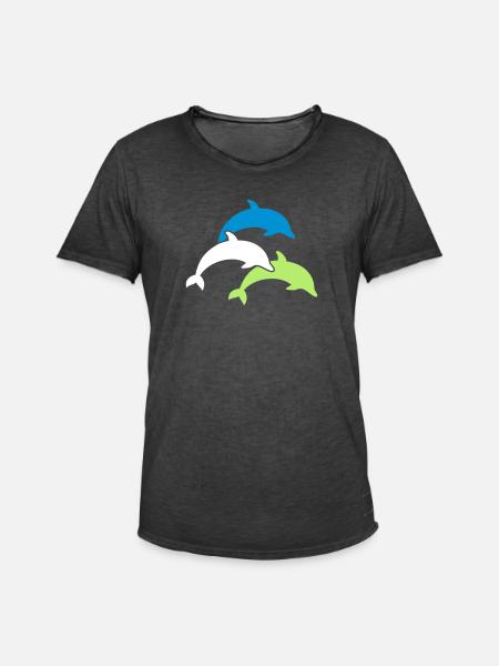 Dolphins - Men's Vintage T-Shirt - washed black