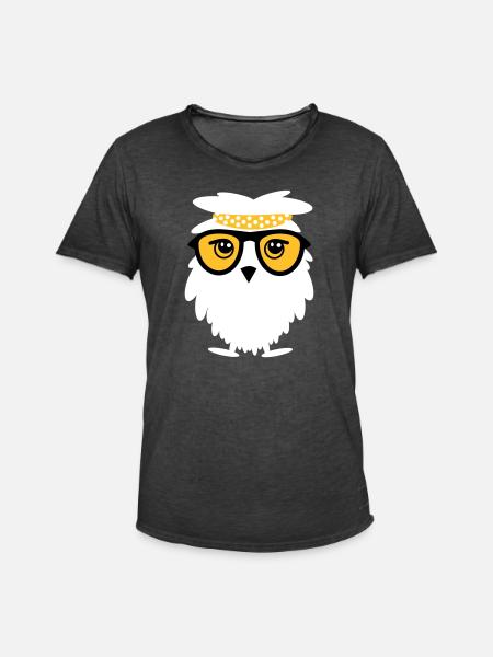 Weise Eule - Männer Vintage T-Shirt - Vintage Schwarz