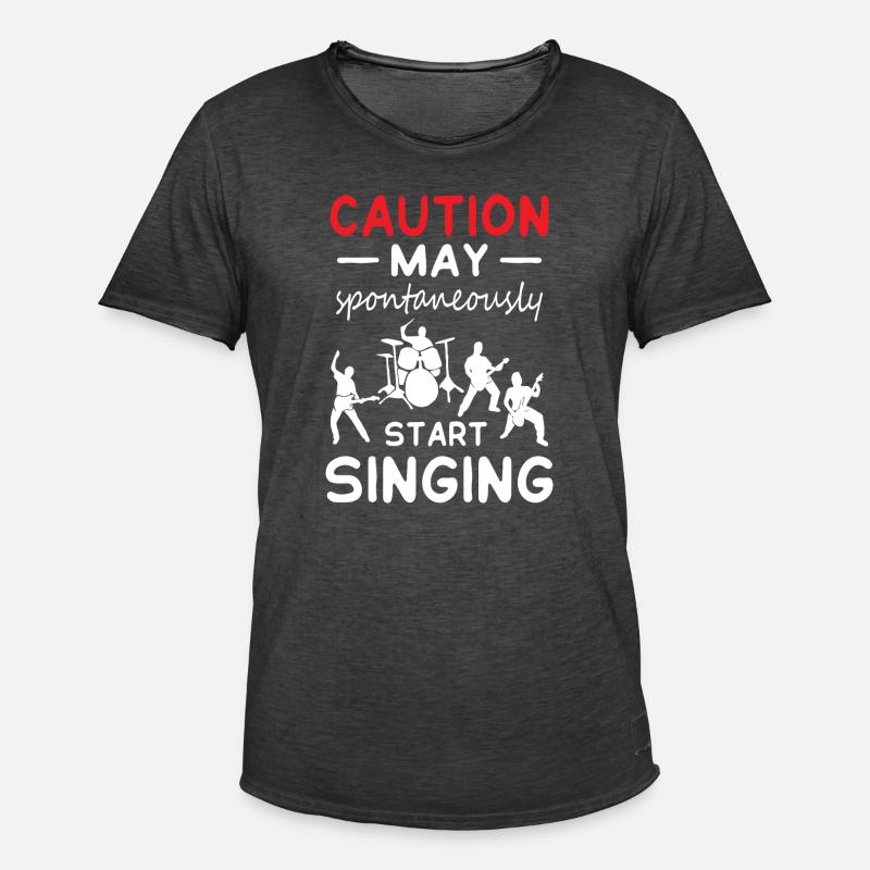 Caution May Start Singing - Männer Vintage T-Shirt - Vintage Schwarz