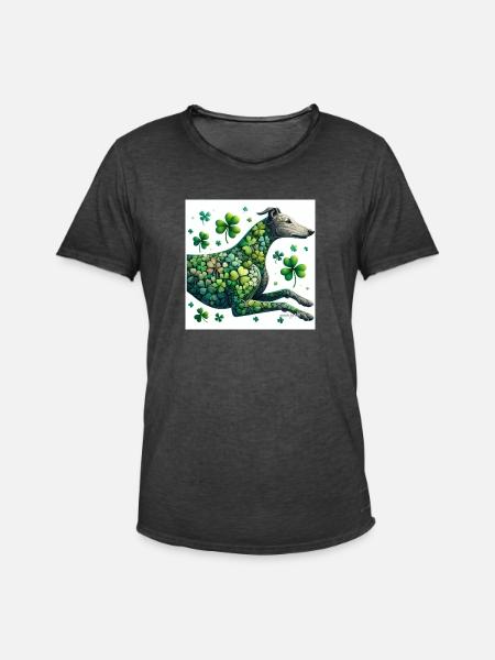 Glückswindhund - Shamrock Sighthound - Männer Vintage T-Shirt - Vintage Schwarz