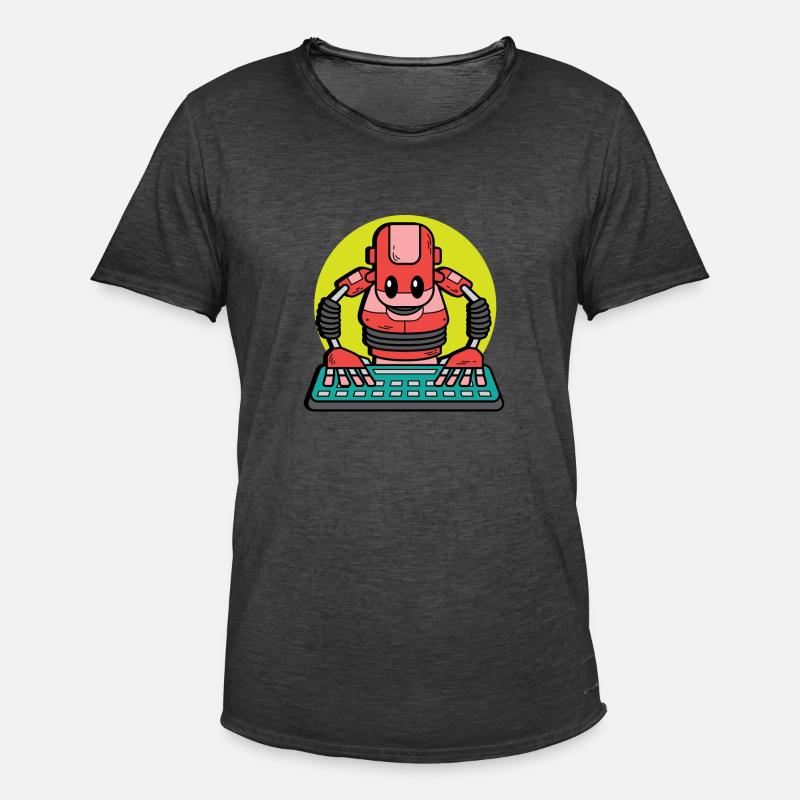 Lustiger Roboter Computertechniker Gift - Männer Vintage T-Shirt - Vintage Schwarz