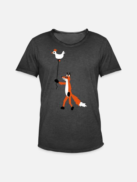Fuchs und Henne - Männer Vintage T-Shirt - Vintage Schwarz
