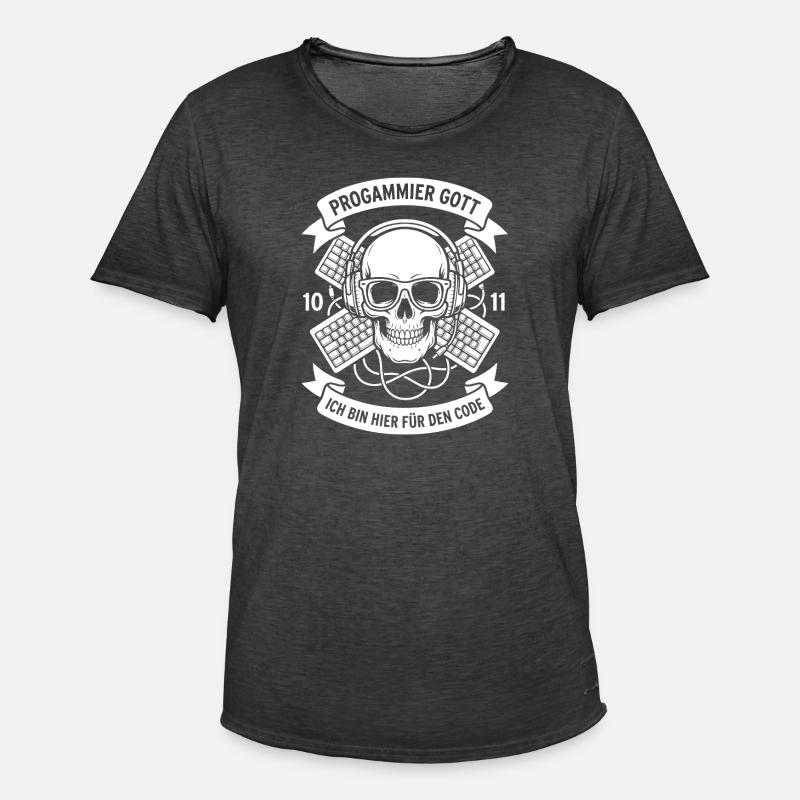 Code Schädel mit Kopfhörern - Männer Vintage T-Shirt - Vintage Schwarz