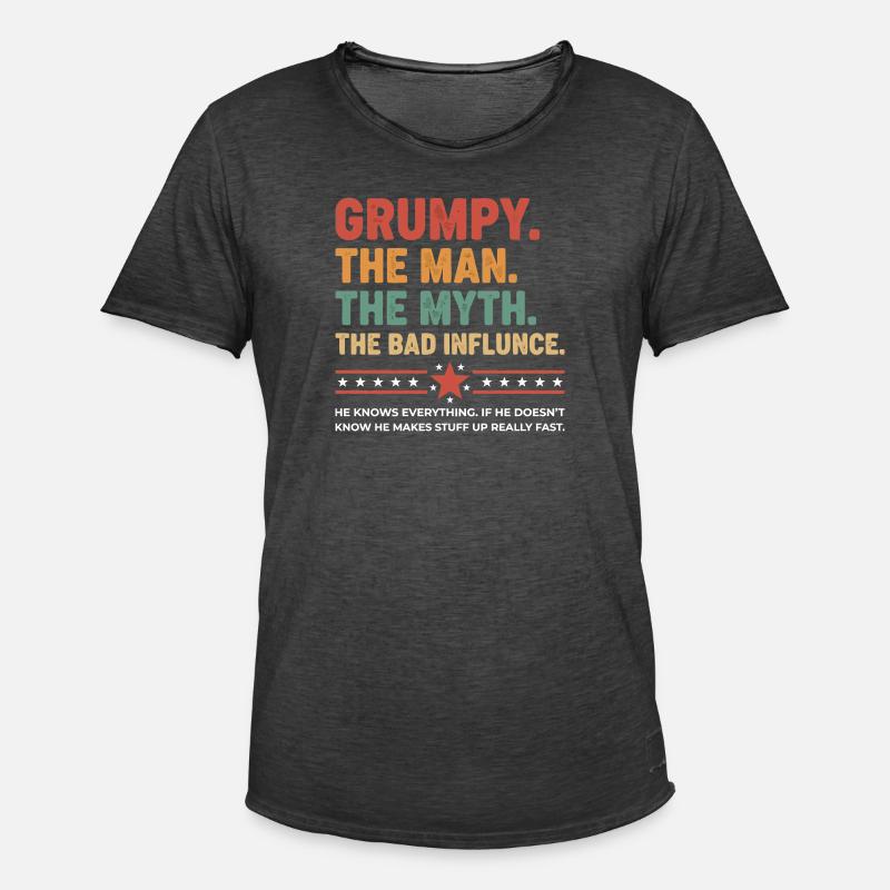 Grumpy – Die Legende & der schlechte Einfluss - Männer Vintage T-Shirt - Vintage Schwarz