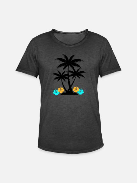 Palm hibiscus - Men's Vintage T-Shirt - washed black