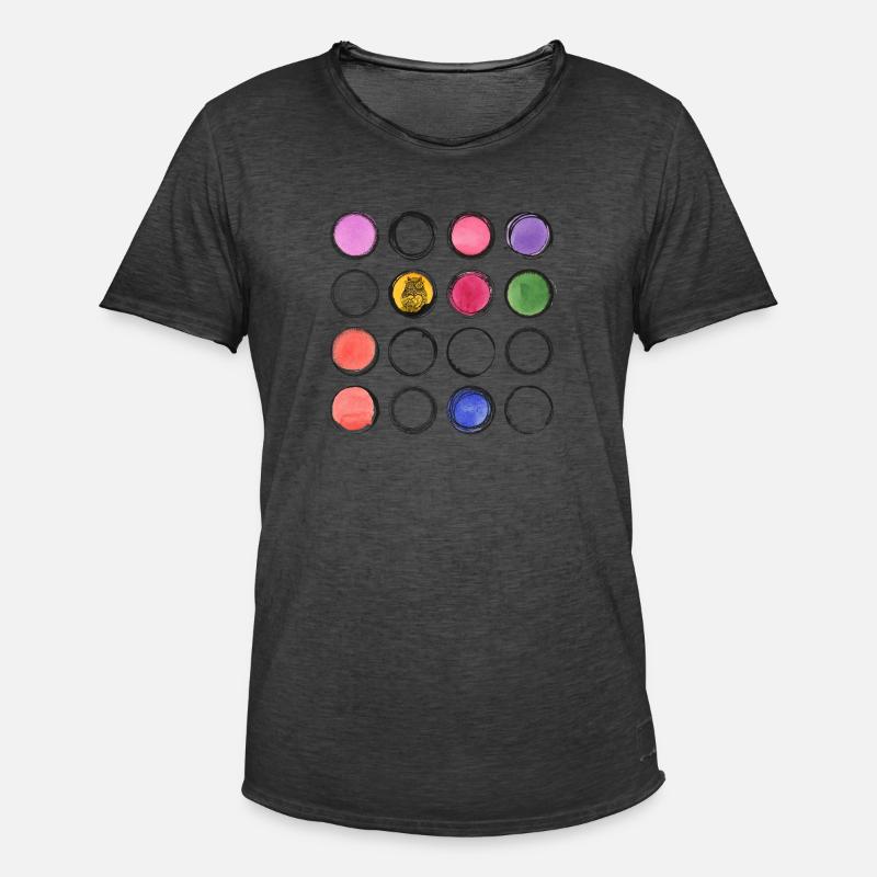 bunte Eule Muster Kreis - Männer Vintage T-Shirt - Vintage Schwarz