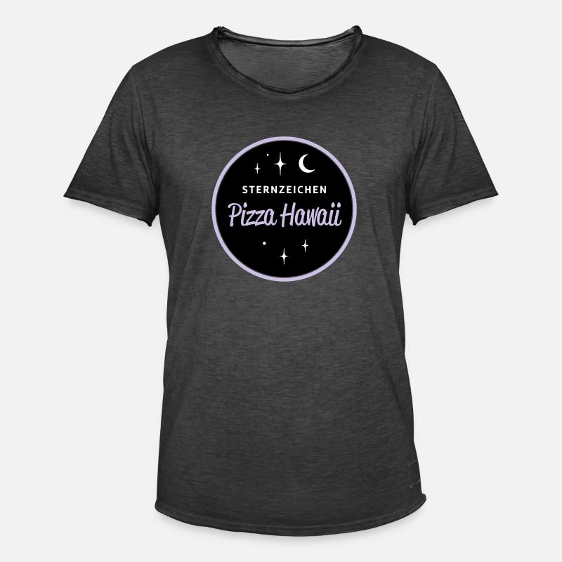 Sternzeichen Pizza Hawaii - Männer Vintage T-Shirt - Vintage Schwarz