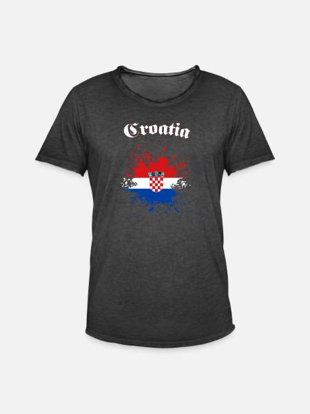 Kroatien Splatter Croatia - Männer Vintage T-Shirt - Vintage Schwarz
