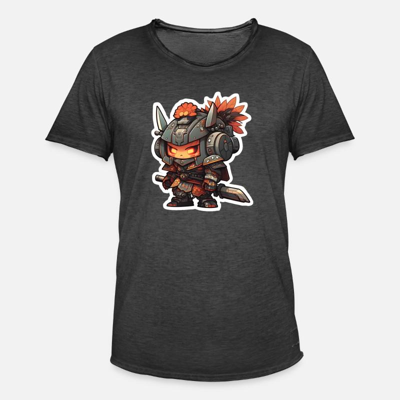 Chibi Samurai Roboter - Männer Vintage T-Shirt - Vintage Schwarz