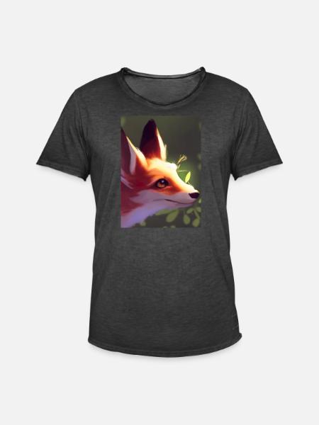 Niedliche Fuchs-Malerei - Männer Vintage T-Shirt - Vintage Schwarz