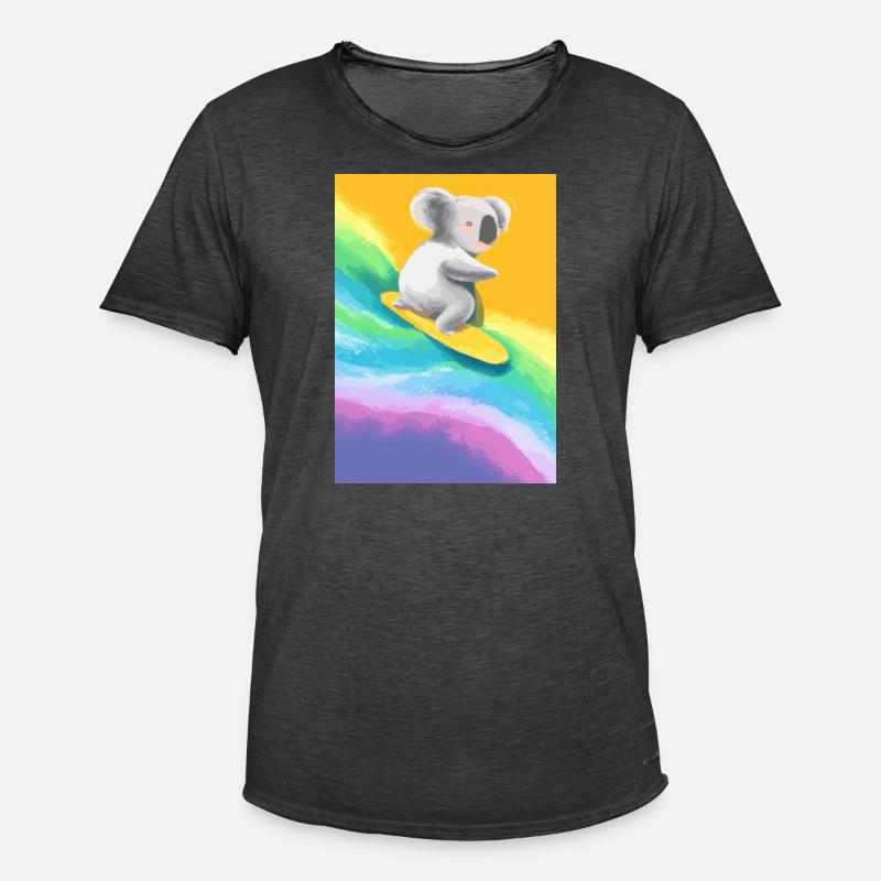 Surfender Regenbogen-Koala - Männer Vintage T-Shirt - Vintage Schwarz