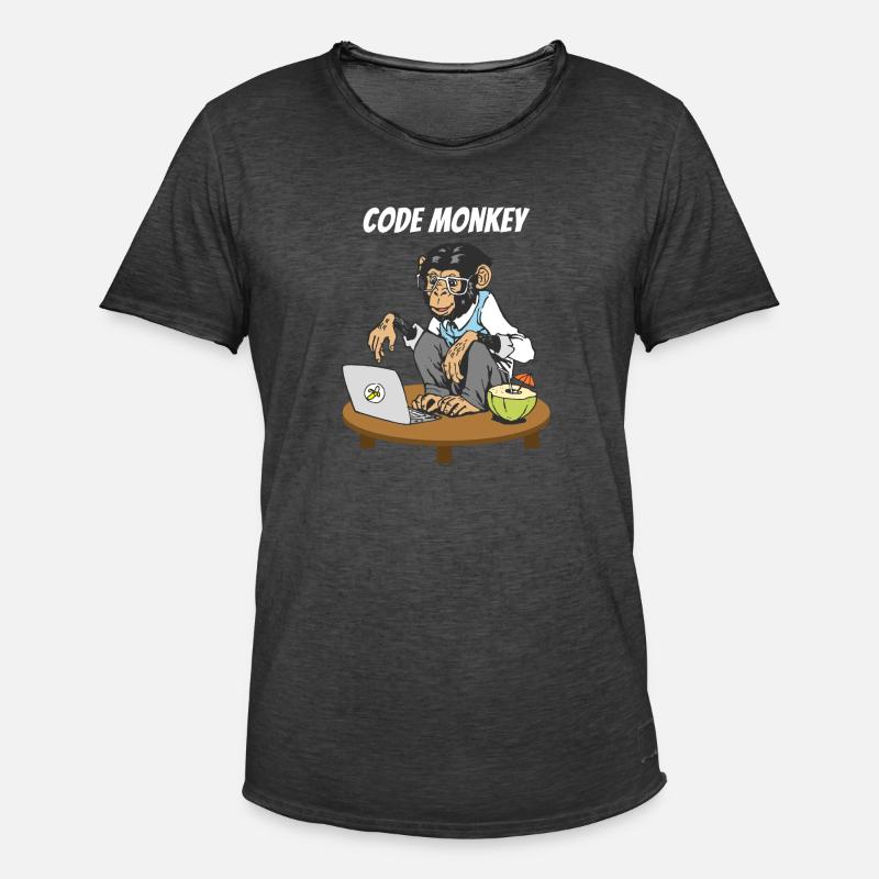 Code Monkey Progammierer Affe Coding Äffchen - Männer Vintage T-Shirt - Vintage Schwarz