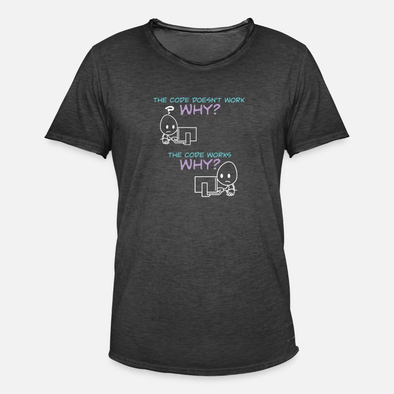 Programmer Code Works Why - Men's Vintage T-Shirt - washed black
