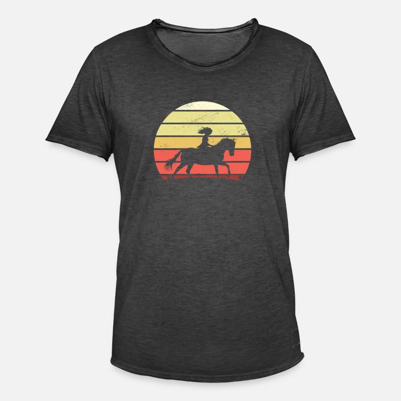 Retro Mädchen Pferd - Männer Vintage T-Shirt - Vintage Schwarz