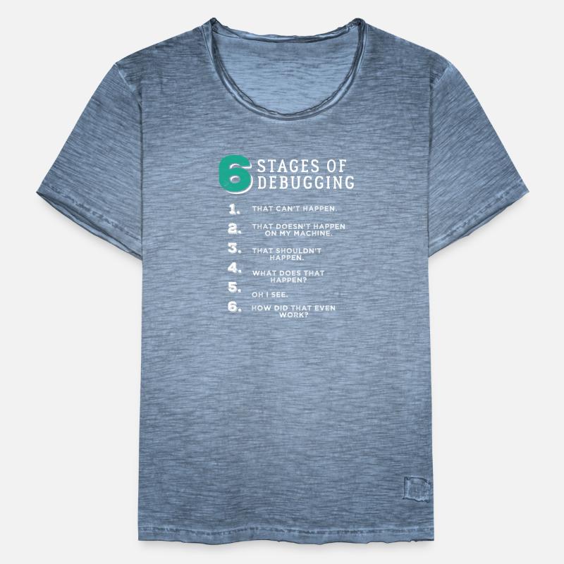 6 Stages of Debugging T-Shirt Bug Coding Computer Männer Vintage T-Shirt