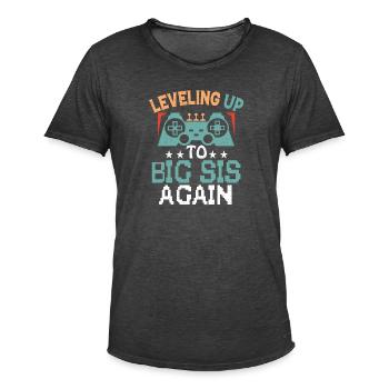 Leveling Up To Big Sister Again Gamer Videospiele - Männer Vintage T-Shirt - Vintage Schwarz - Vorne