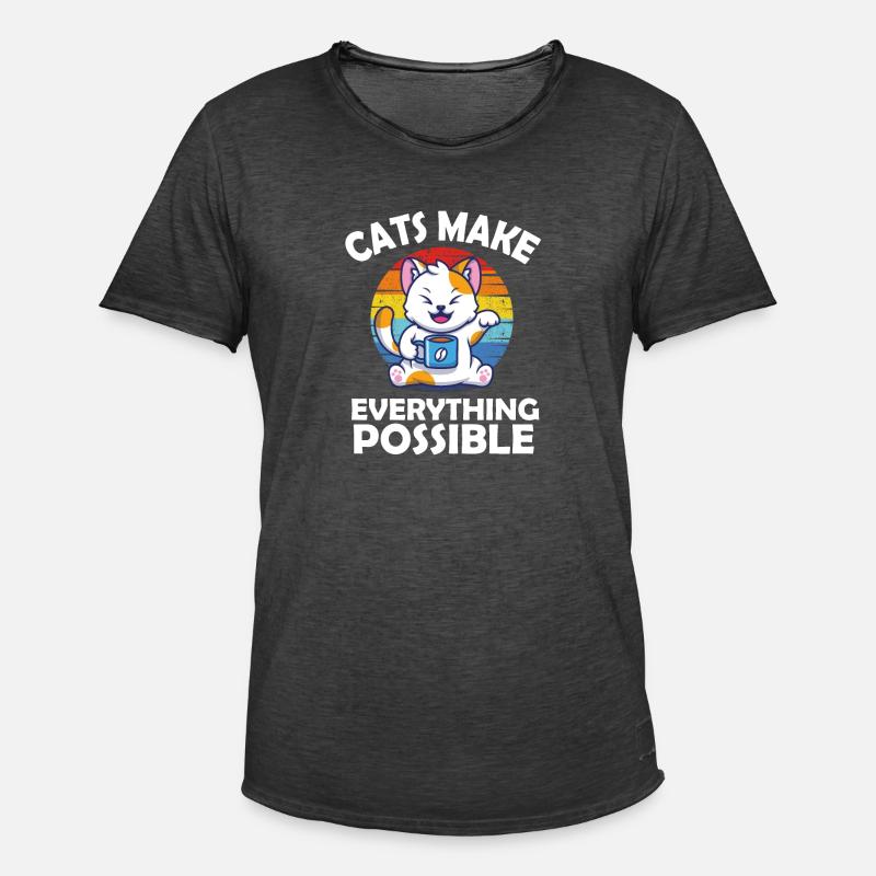 Cats make everything possible - Männer Vintage T-Shirt - Vintage Schwarz