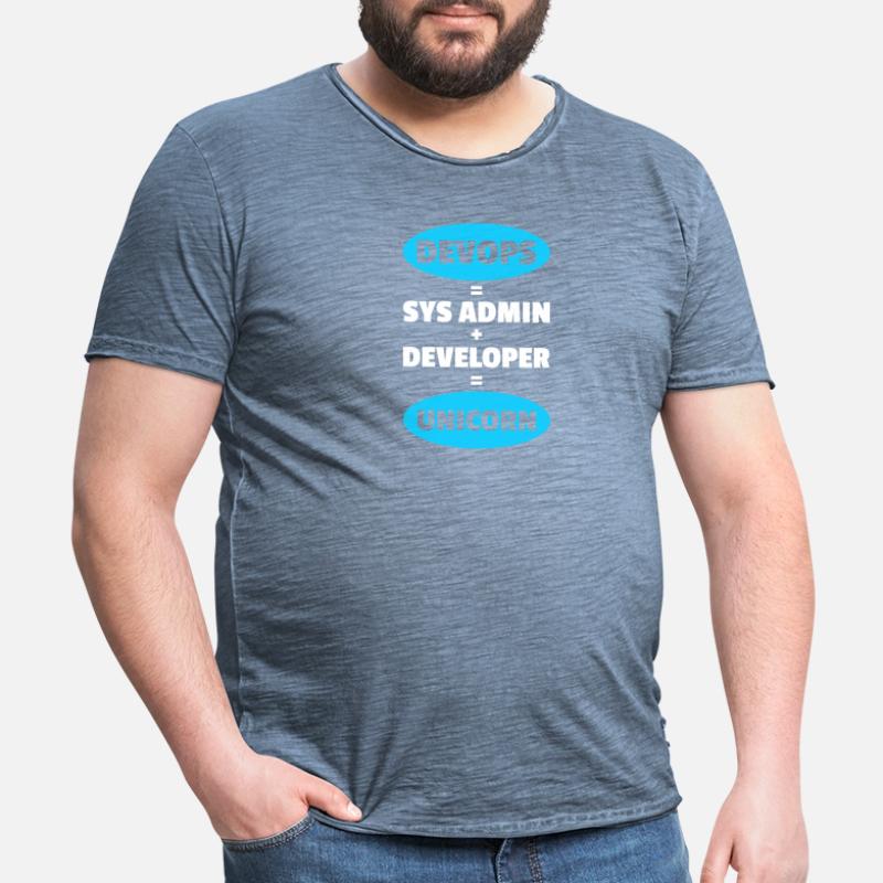 Sys-Admin Developer Devops Engineer Unicorn Men's Vintage T-Shirt