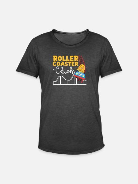 Roller Coaster Girl Chicken Roller - Männer Vintage T-Shirt - Vintage Schwarz