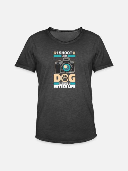 Kameramann Hund - Männer Vintage T-Shirt - Vintage Schwarz