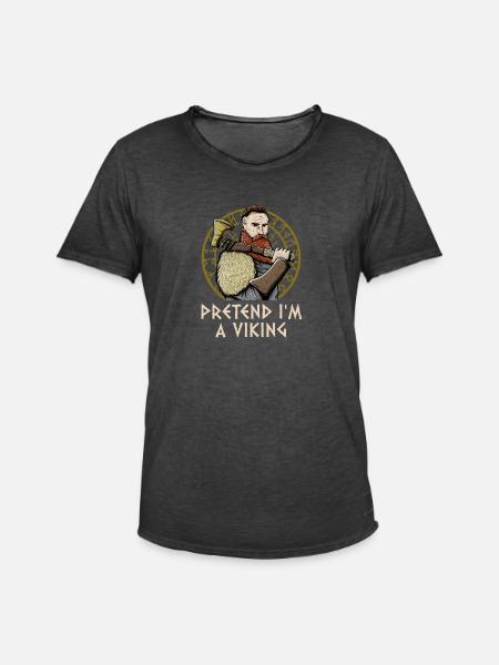Pretend in A Odin Funny Norse Humor Valhalla - Men's Vintage T-Shirt - washed black