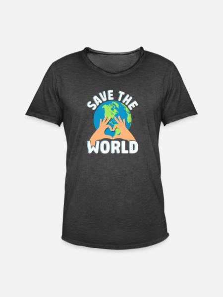 Save the World - Männer Vintage T-Shirt - Vintage Schwarz