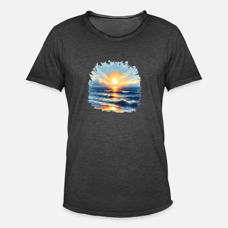 Impressionistisches Gemälde eines Sonnenaufgangs ü - Männer Vintage T-Shirt - Vintage Schwarz
