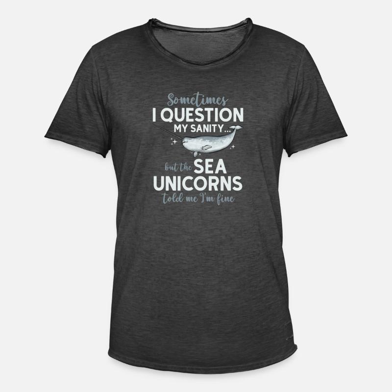 Narwal Einhornwal - Männer Vintage T-Shirt - Vintage Schwarz