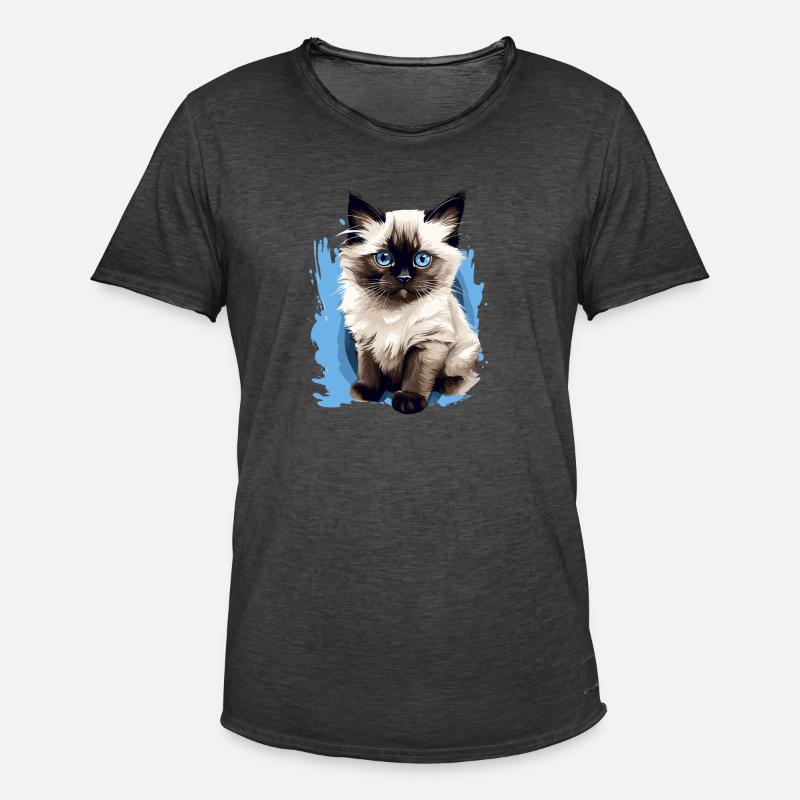 Birman Cat Birma Katze - Männer Vintage T-Shirt - Vintage Schwarz