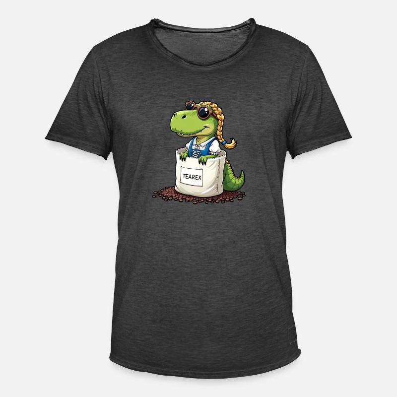 Tea Rex Dinosaurier traditionellen Dir Tee - Männer Vintage T-Shirt - Vintage Schwarz