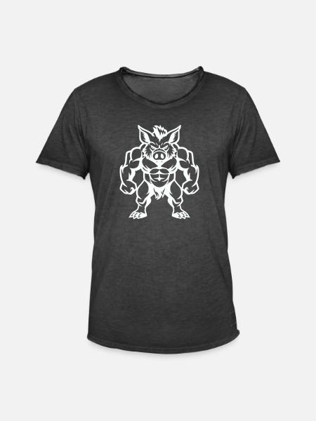 wildschwein comic - Männer Vintage T-Shirt - Vintage Schwarz