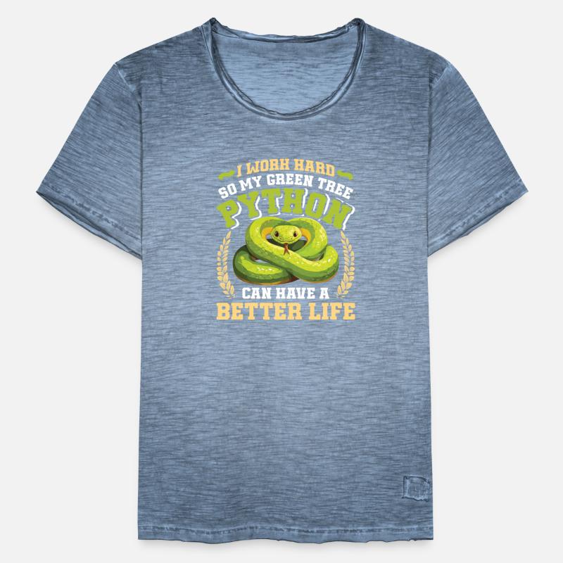 Python arborescent vert T-shirt vintage Homme