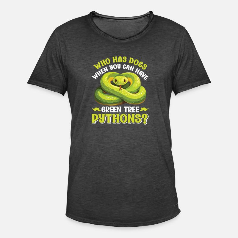 Green Tree Python - Männer Vintage T-Shirt - Vintage Schwarz