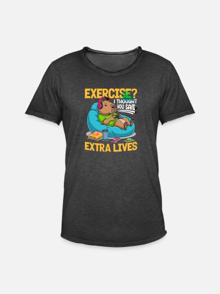 Capybara Gamer Gaming - Men's Vintage T-Shirt - washed black