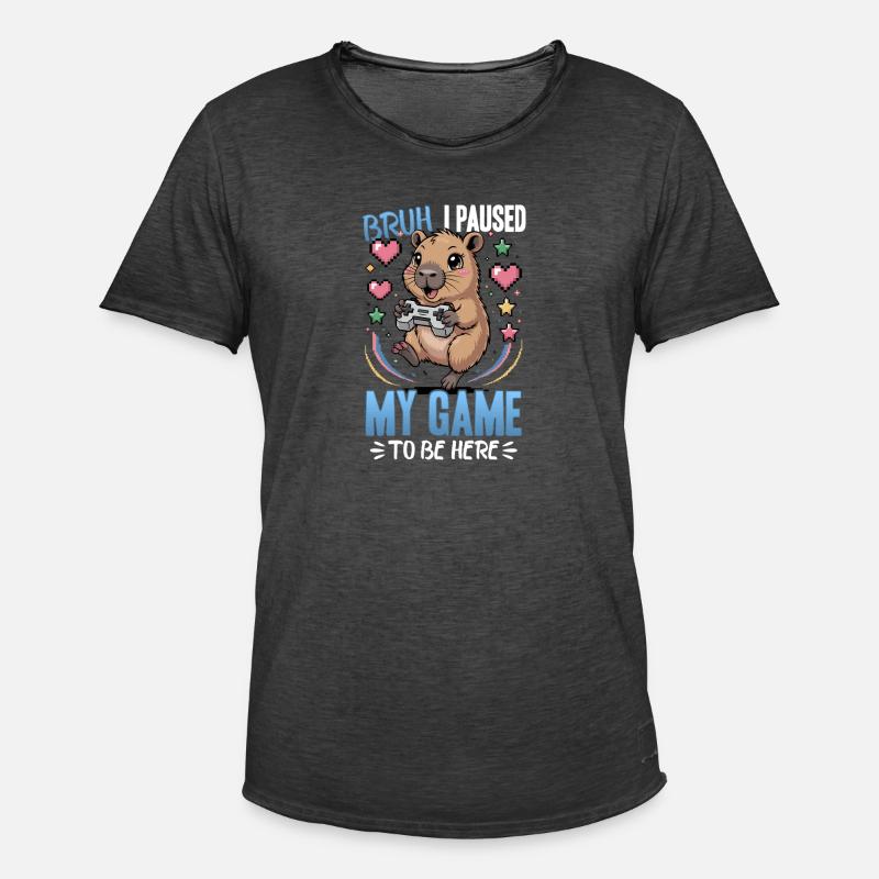 Capybara Gamer Gaming - Men's Vintage T-Shirt - washed black
