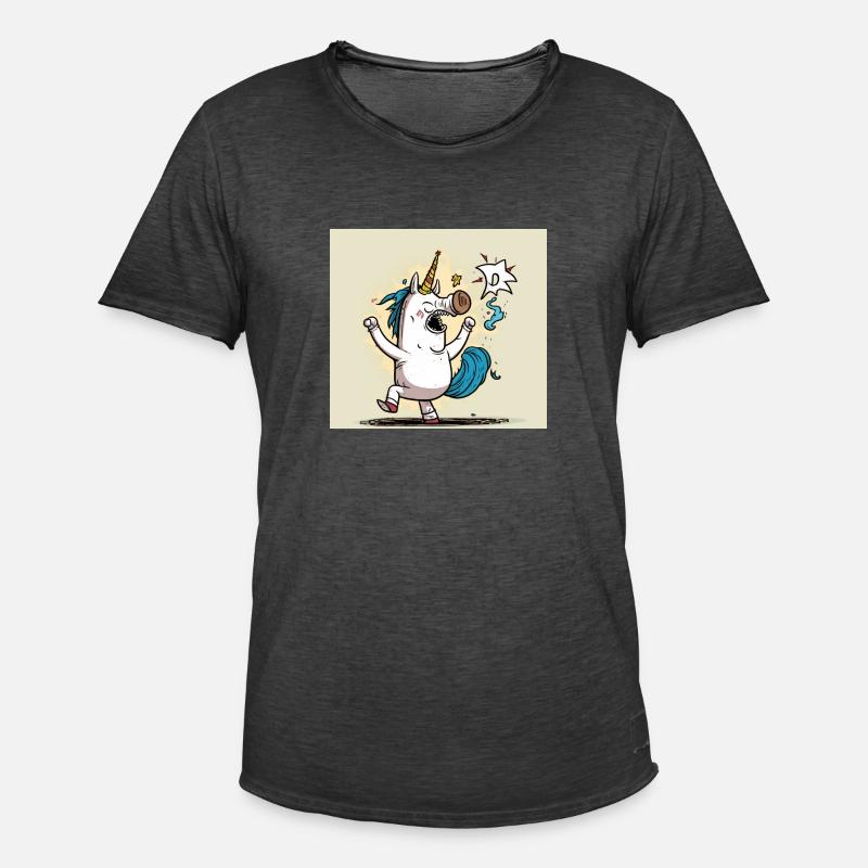 Comic Einhorn! Geschenkidee, Lustig - Männer Vintage T-Shirt - Vintage Schwarz