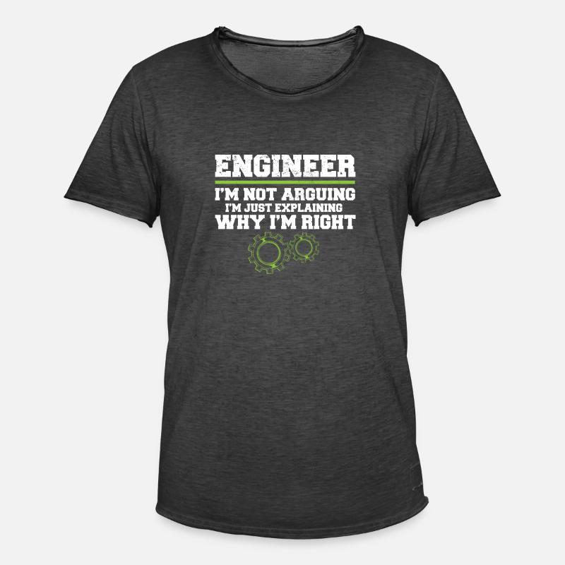 Engineer I'm Not Arguing Engineering - Men's Vintage T-Shirt - washed black