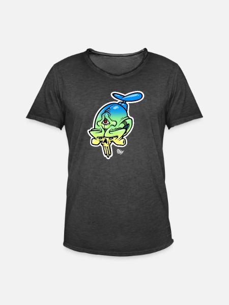 farbiger totenkopf mit drittem auge - Männer Vintage T-Shirt - Vintage Schwarz