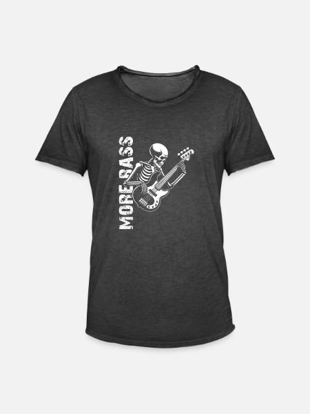 Plus Basse - Skeleton avec Basse - T-shirt vintage Homme - noir vintage