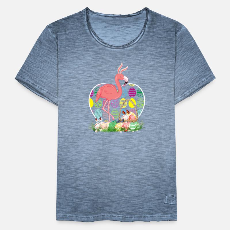 Flamingo Easter Eggs Funny Easter Day Eggs Hunters Men's Vintage T-Shirt